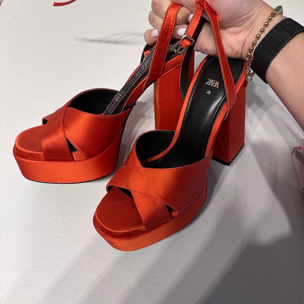 Orange high heels ZARA
